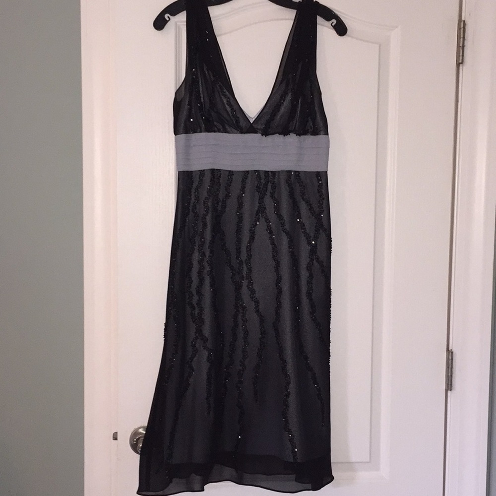 BCBG Black and Gray beaded gown